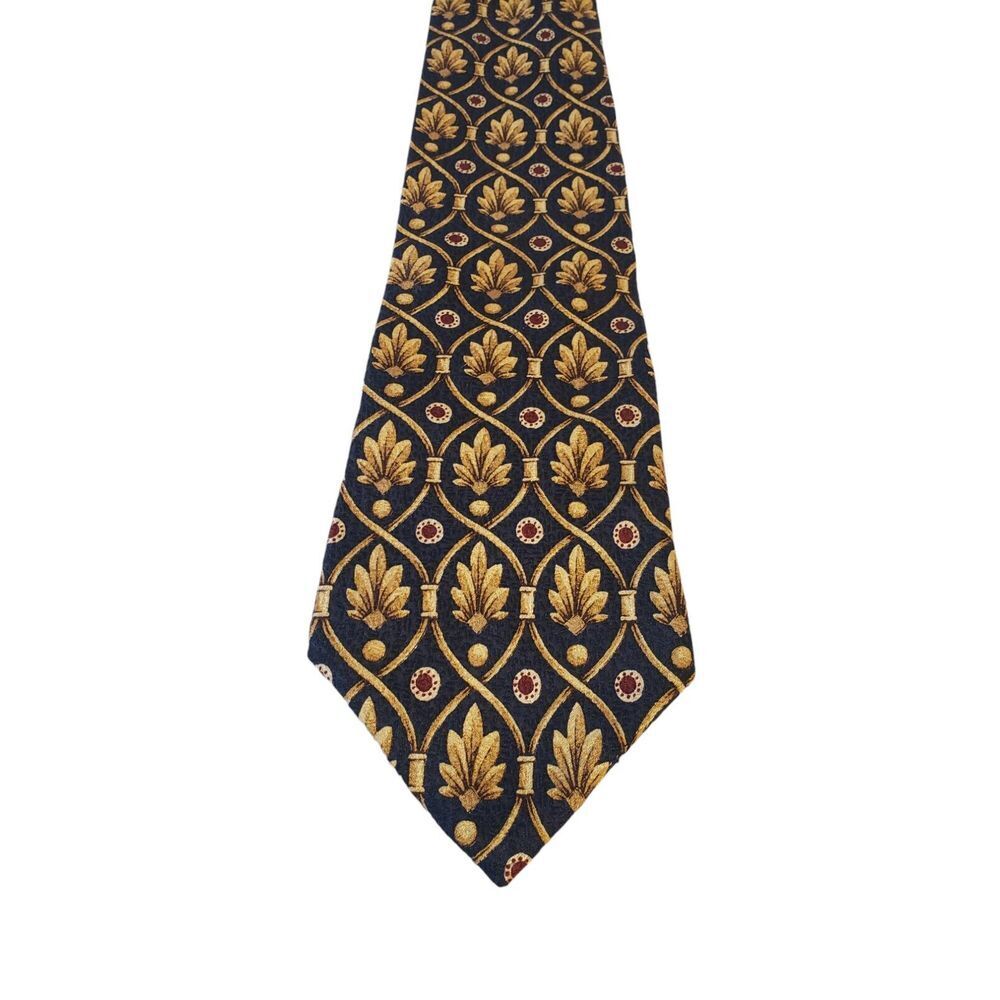 Isaac Zelcer Neck Tie Mens Blue‎ Jacquard 100% Silk Made in USA Business Church